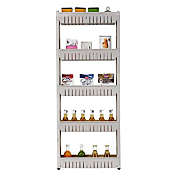 Infinity Merch 5 Tier Mobile Shelving Unit Organizer Slide Out Storage Tower in White