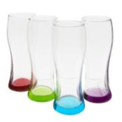 Okuna Outpost 16 oz Pilsner Beer Glasses with Assorted Color Bottoms, Pint Glass Set of 4