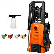 Costway 3500PSI Electric Pressure Washer with Wheels-Orange