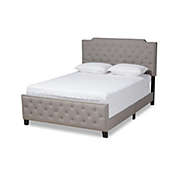 Baxton Studio  Marion Modern Transitional Grey Fabric Upholstered Button Tufted Queen Size Panel Bed