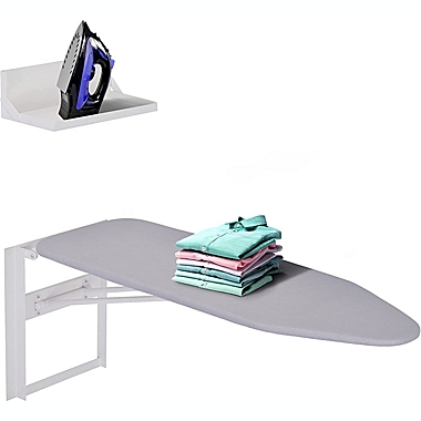 Ivation Wall-Mounted Ironing Board w/ Storage Shelf, Foldable 36.2 x 12.2", Folding Ironing Station, Removable Cotton Cover & Dorms, Hardware Included. View a larger version of this product image.