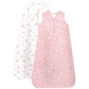 Bublo Baby Baby Wearable Blanket, Cotton Sleep Sacks for 6-12 Months, 2 Pack Unisex Sleeping Bag Sack, Medium Size, 2-Way Zipper, 0.5 Tog Breathable Cotton, Pink