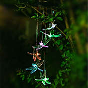 Infinity Merch Crystal Dragonfly Multi Color Changing Wind Chimes