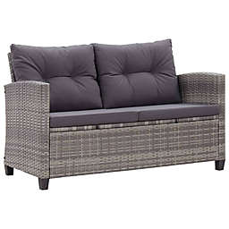 vidaXL 2-Seater Patio Sofa with Cushions Gray 48.8
