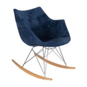 LeisureMod Willow Velvet Eiffel Base Rocking Chair - Navy Blue