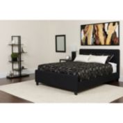 Flash Furniture Tribeca Twin Size Tufted Upholstered Platform Bed in Black Fabric with Memory Foam Mattress
