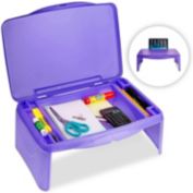 MavoCraft Folding Lap Desk, Laptop Desk, Breakfast Table, Bed Table, Serving Tray - The lapdesk Contains Extra Storage Space and dividers & Folds Very Easy, Great for Kids, Adults, Boys, Girls (Purple)