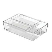 mDesign 2 Piece Plastic Stackable Kitchen Drawer Organizer with Top Tray