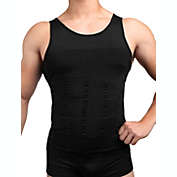 Unique Bargains M Black Mens Slim Body Shaper Tummy Belly Fatty Durable Comfortably Breathable Underwear Vest T Shirt Shapewear