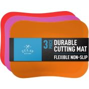 Zulay Kitchen Flexible Cutting Board Mats Set of 3 - Curved Edge (Grape, Red, Apricot)