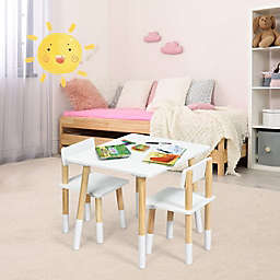 Costway Kids Wooden Table & 2 Chairs Set