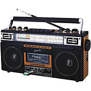 Supersonic Retro 4-Band Radio and Cassette Player with Bluetooth - Wood