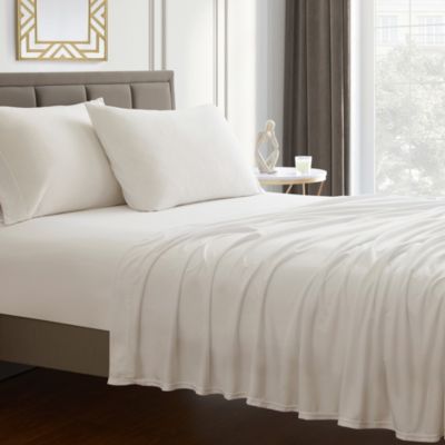 Sweet Home Collection   Jersey Knit Microfiber 4-Piece Bed Sheets Set - Full, Off-White