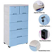 Kitcheniva Plastic Cabinet 6 Closet Drawers Underwear Organizer, Blue