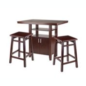 Winsome Albany 3-Pc High Table Set, Table with Cabinet and 2 Square Seat Stools