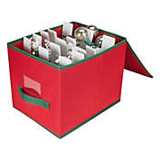 Northlight 13" Red and Green Christmas Ornament Storage Box with Removable Dividers