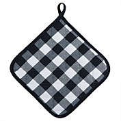 Kate Aurora 2 Pack Gingham Plaid Checkered Country Farmhouse Pot Holders - 8 in. W x 8 in. L, Black/White