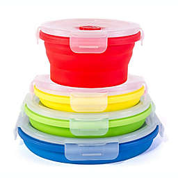 Kitchen + Home Thin Bins Collapsible Containers - Set of 4 Round Silicone Food Storage Containers