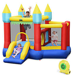 Gymax Inflatable Bounce House Slide Jumping Castle w/ Tunnels Ball Pit & 480W Blower