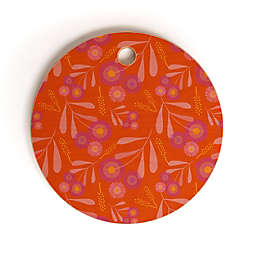 Deny Designs Mirimo Pink and Purple Floral Orange Cutting Board Round