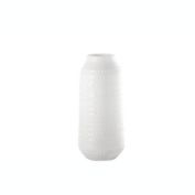 Urban Trends Collection Ceramic Round Vase with Layered Tribal Pattern Design Body LG Gloss Finish White