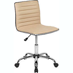 Flash Furniture Low Back Designer Armless Tan Ribbed Swivel Task Office Chair