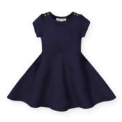 Hope & Henry Girls' Quilted Matelasse Dress (Navy, 12-18 Months)