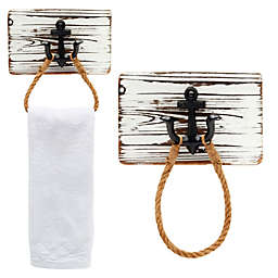 Okuna Outpost 2 Pack Nautical Towel Ring Holder, Anchor Bathroom Decor and Accessories (9 x 6 in)