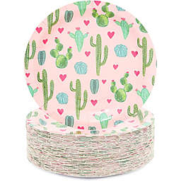Sparkle and Bash Cactus Paper Plates for Fiesta Birthday Party, Baby Shower (9 In, 80 Pack)