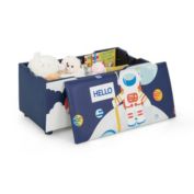 Hivago Kids Wooden Upholstered Toy Storage Box with Removable Lid