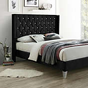 Better Home Products Alexa Velvet Upholstered Full Platform Bed in Black