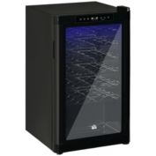 HOMCOM Wine Cooler with 33 Bottle Capacity, Mini Beverage Fridge with Digital Temperature Control, 6 Removable Shelves, Glass Door, Alarm Function and LED Lighting, Black