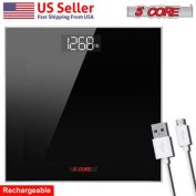 5 Core Inc Rechargeable Digital Scale for Body Weight, Precision Bathroom Weighing Bath Scale, Step-On Technology, High Capacity - 400 lbs. Large Display, Batteries Included 5 Core