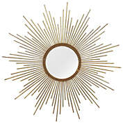 Homeroots Bed & Bath 26 Round Gold Metal Sunburst Framed Wall Mirror