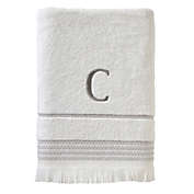SKL Home By Saturday Knight Ltd Casual Monogram Bath Towel C - 28X54", White