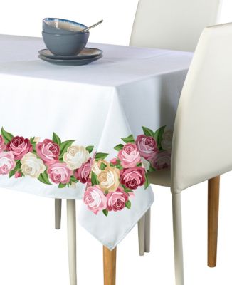 16X72" Embroidered Table Runner TableClothes Topper Pink Spring Floral Oval 