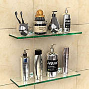 GeekDigg 2-Pack Glass Shelf Shower Caddie, Shower Corner Shelf Basket Shampoo Holder