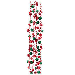 Red and Green Jingle Bell Christmas Garland 6 Feet Long D3774