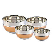 Lexi Home 4 pc. Premium Two Tone Stainless Steel Hammered Mixing Bowl Set