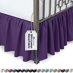 SHOPBEDDING Ruffled Bed Skirt with Split Corners - Twin XL, Grape, 14 Inch Drop Cotton Blend Dorm Size, Bedskirt (Available in 14 Colors) - Blissford Dust Ruffle