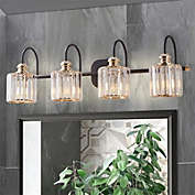 ExBriteUSA ExBrite 4-light Bathroom Gold Vanity Lights Crystal Vanity Lights Wall Sconces