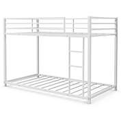 Slickblue Twin Over Twin Bunk Bed Frame Platform with Guard Rails and Side Ladder-White