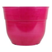 Garden Elements Glazed Brushed Happy Large Plastic Planter, Bright Pink, 15 Inch