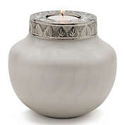 Fovere Small Cremation Urn for Ashes. Keepsake Urn for Human Ashes. White & Silver Urn for Sharing Ashes. Pet Urn for Cats & Dogs. 50 Cu.In.