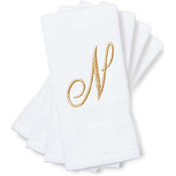 Juvale Monogrammed Fingertip Towels, Embroidered Letter N (11 x 18 in, White, Set of 4)