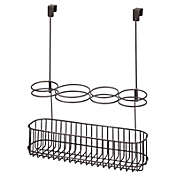 mDesign Over Door Hanging Hair Care Styling Tool Storage Basket, Large