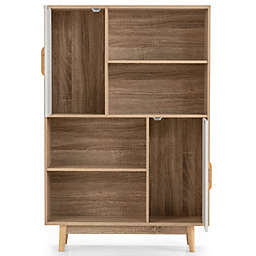 Costway Bookshelf Cupboard Sideboard Storage Cabinet w/ Door Shelf