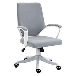 Vinsetto Mid Back Home Office Chair, Ergonomic Task Computer Desk Chair with Lumbar Back Support, Adjustable Height, and Padded Armrests, Grey