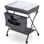 Slickblue Portable Adjustable Height Newborn Nursery Organizer with wheel-Gray