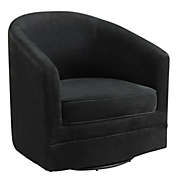 Gymax Modern Swivel Barrel Chair Upholstered Velvet Armchair with Metal Base